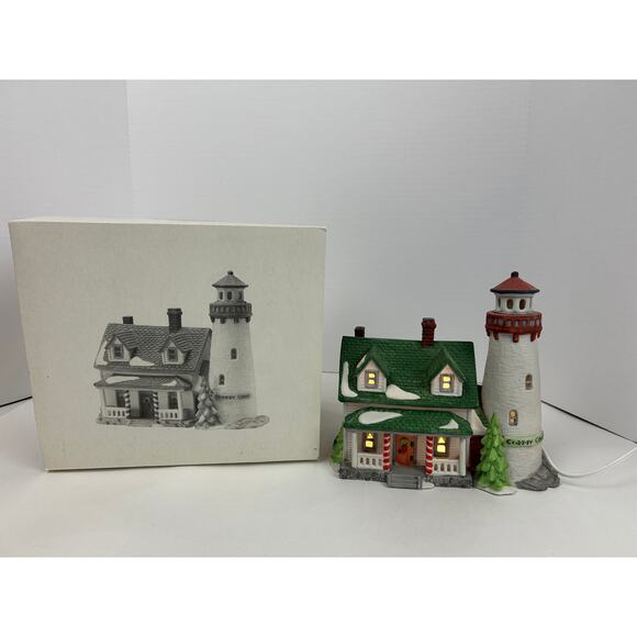 Department 56 New England Village Craggy Cove Lighthouse 1987 w Box & Cord - Picture 1 of 9